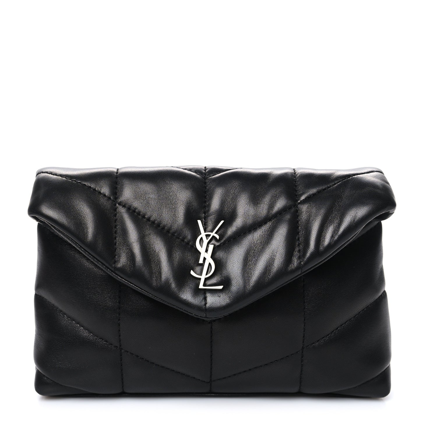 Lambskin Monogram Loulou Puffer Pouch Clutch Black