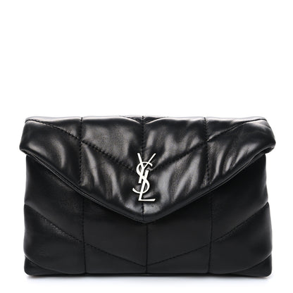 Saint Laurent Lambskin Monogram Loulou Puffer Pouch Clutch Black 3 of 13