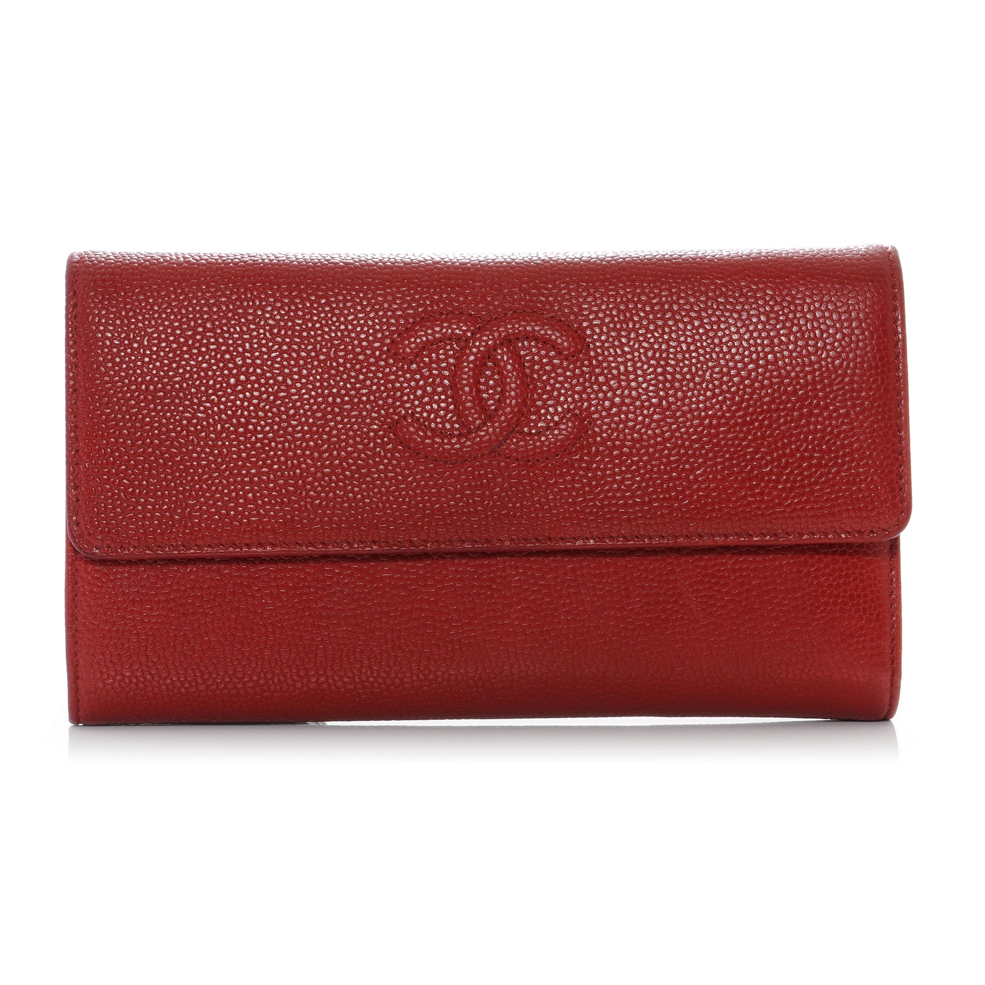 Chanel Caviar CC Long Flap Wallet Red 1 of 8