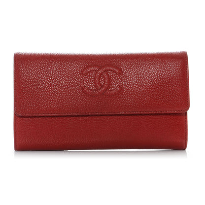 Chanel Caviar CC Long Flap Wallet Red 1 of 8