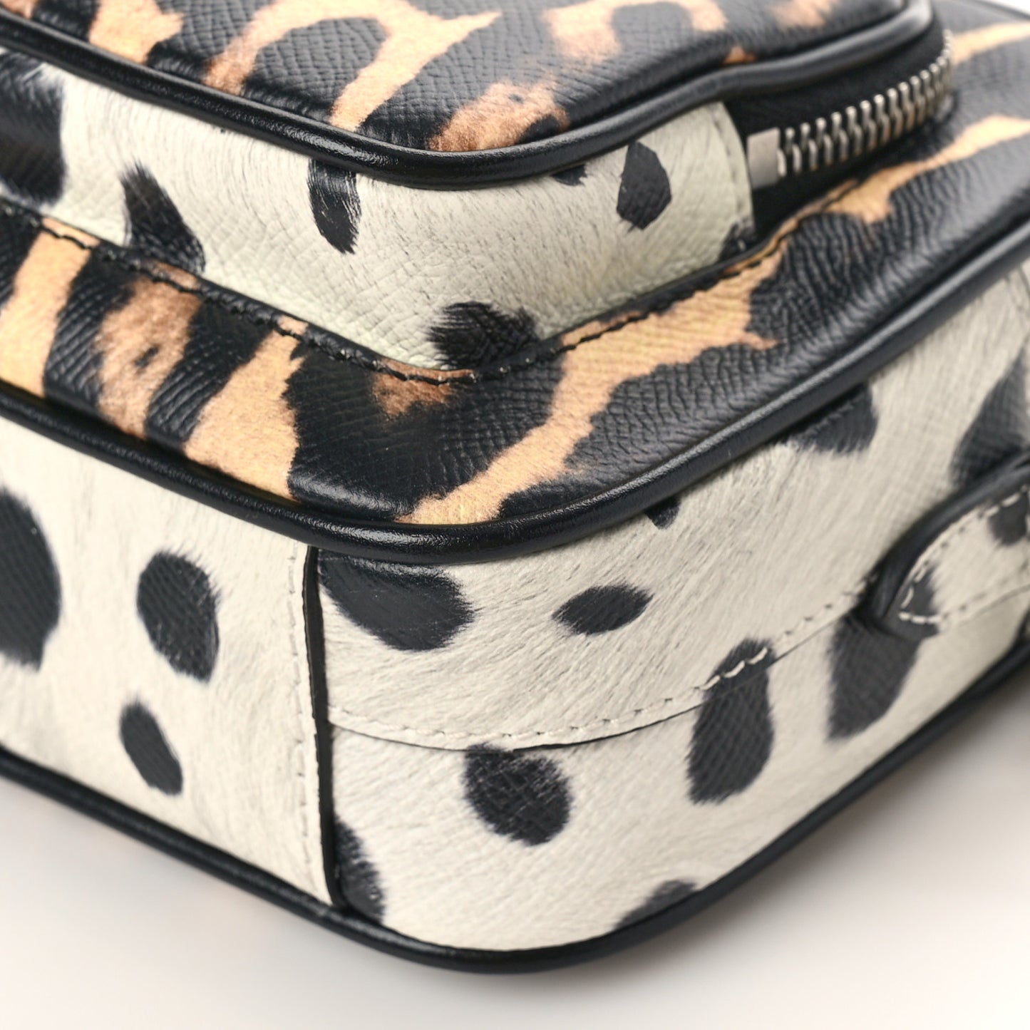 Calfskin Leopard Print Small Camera Bag Honey Black