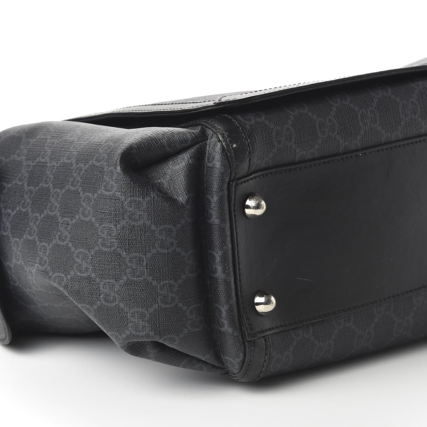 GG Supreme Monogram Web Messenger Diaper Bag Black Grey