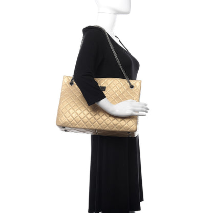 Chanel Metallic Aged Calfskin Quilted Reissue 2.55 Tote Light Gold 2 of 11