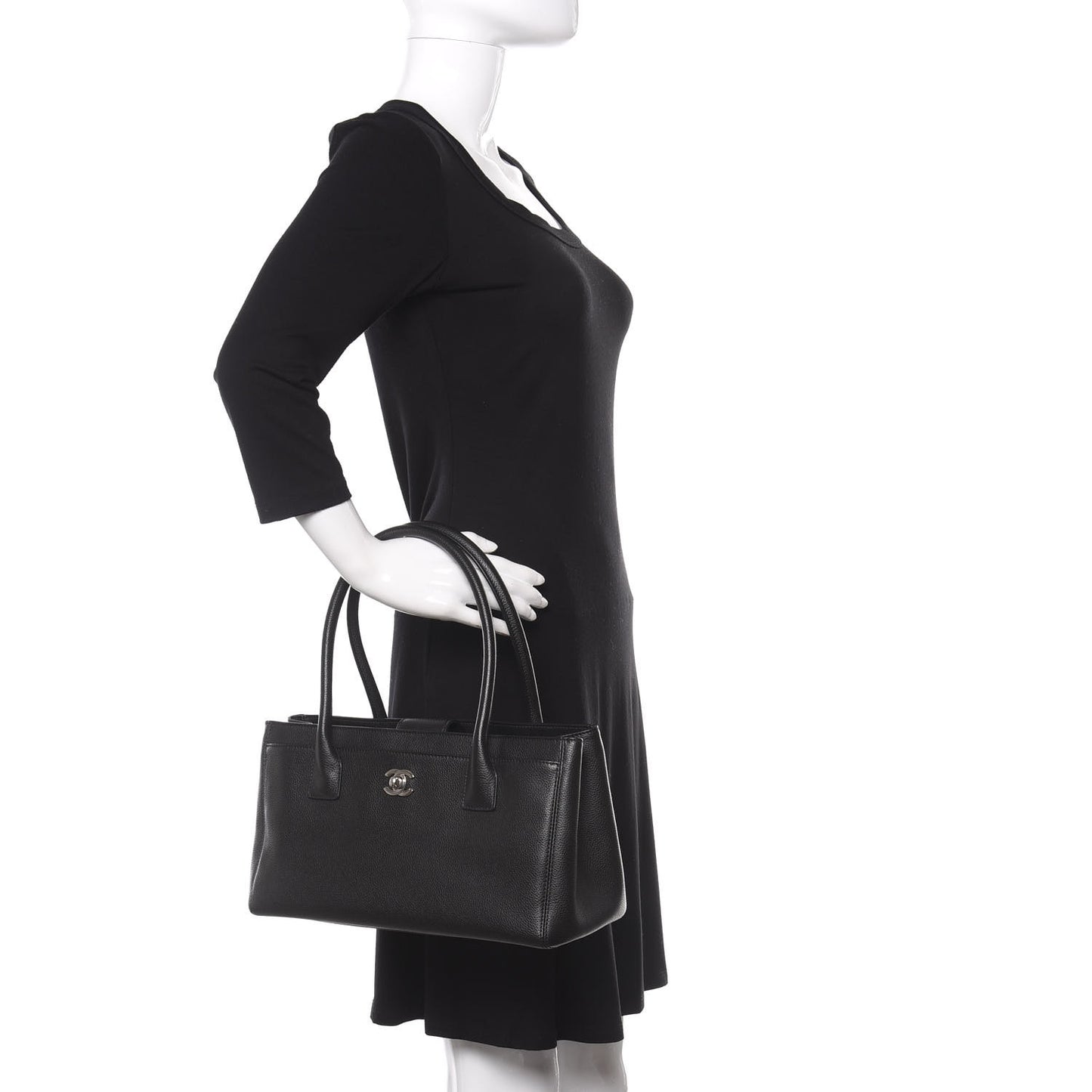 Calfskin Small Cerf Executive Shopper Tote Black