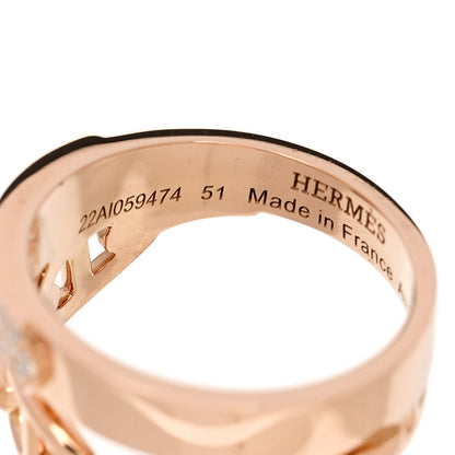 Hermes 18K Rose Gold Diamond Kelly Double Tour Pave Ring 51 5.75 4 of 7