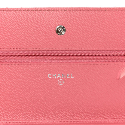 Chanel Caviar Chevron Quilted Wallet On Chain WOC Pink 5 of 11