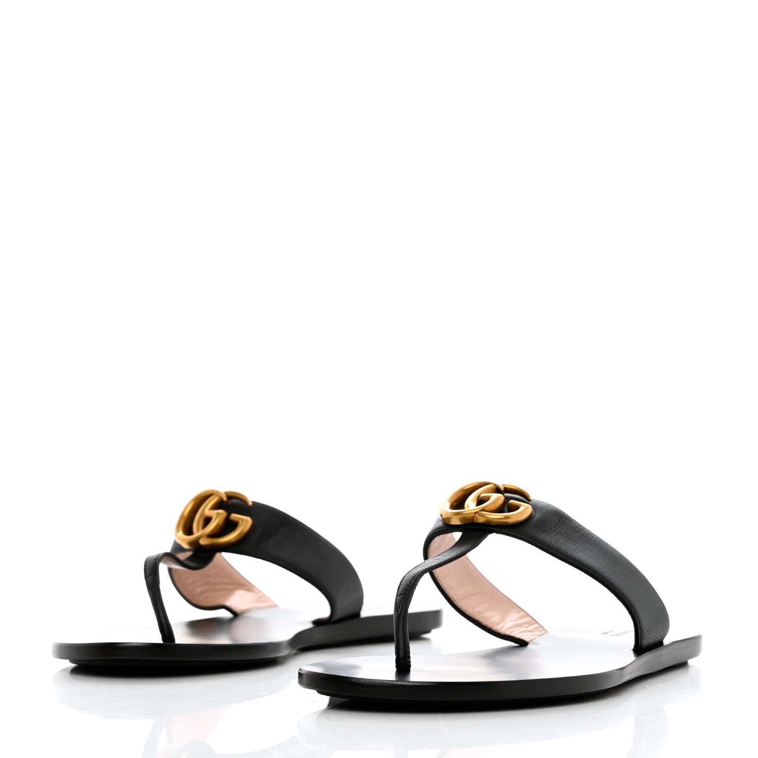 Gucci Calfskin GG Marmont Thong Sandals 38 Black 3 of 8