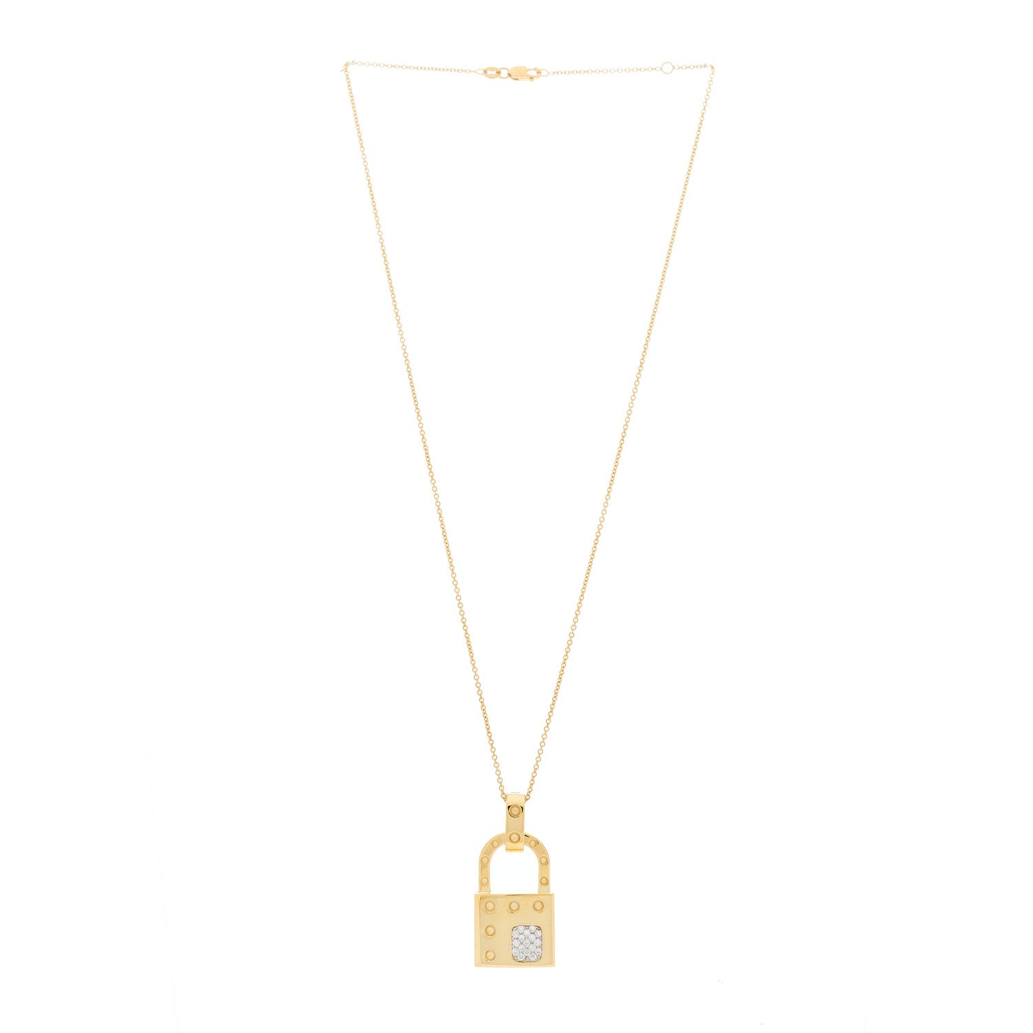 Roberto Coin 18K Yellow Gold Diamond Pois Mois Lock Pendant Necklace 2 of 5