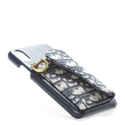 Christian Dior Oblique Calfskin Saddle iPhone X Case Blue 4 of 5