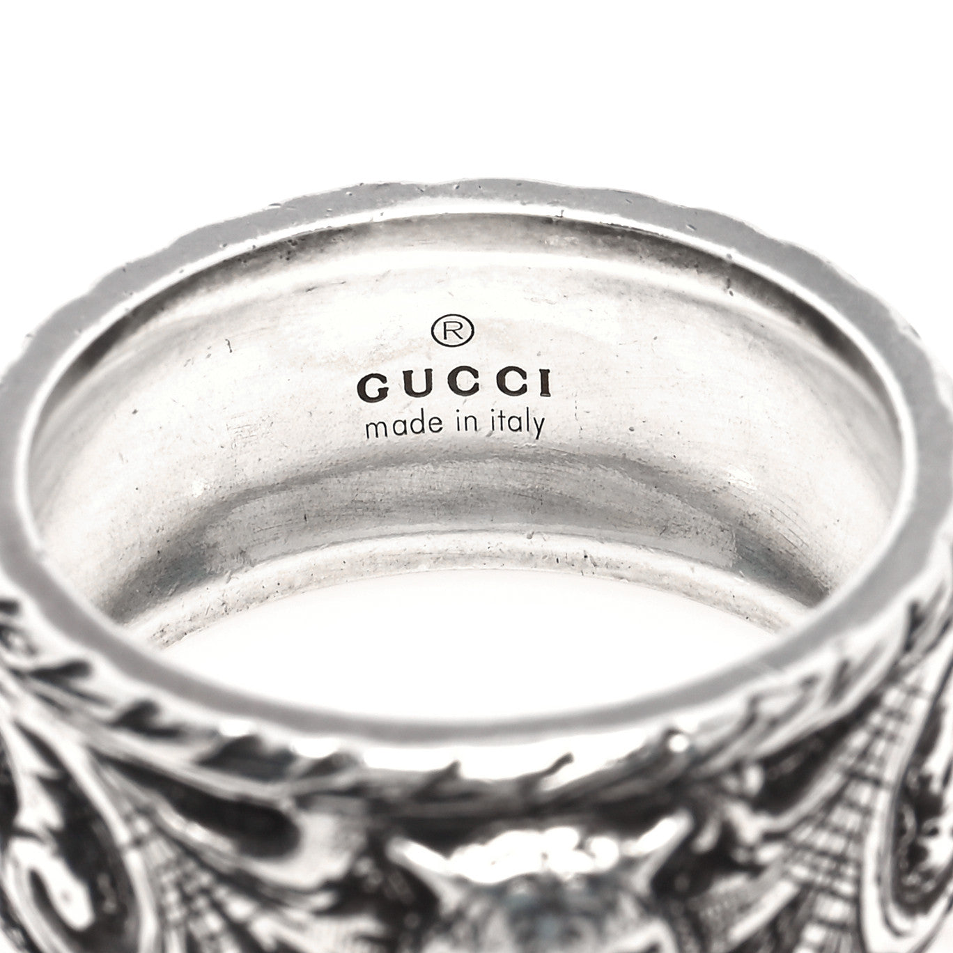 Gucci Sterling Silver Thin Feline Band Ring 57 8 4 of 6