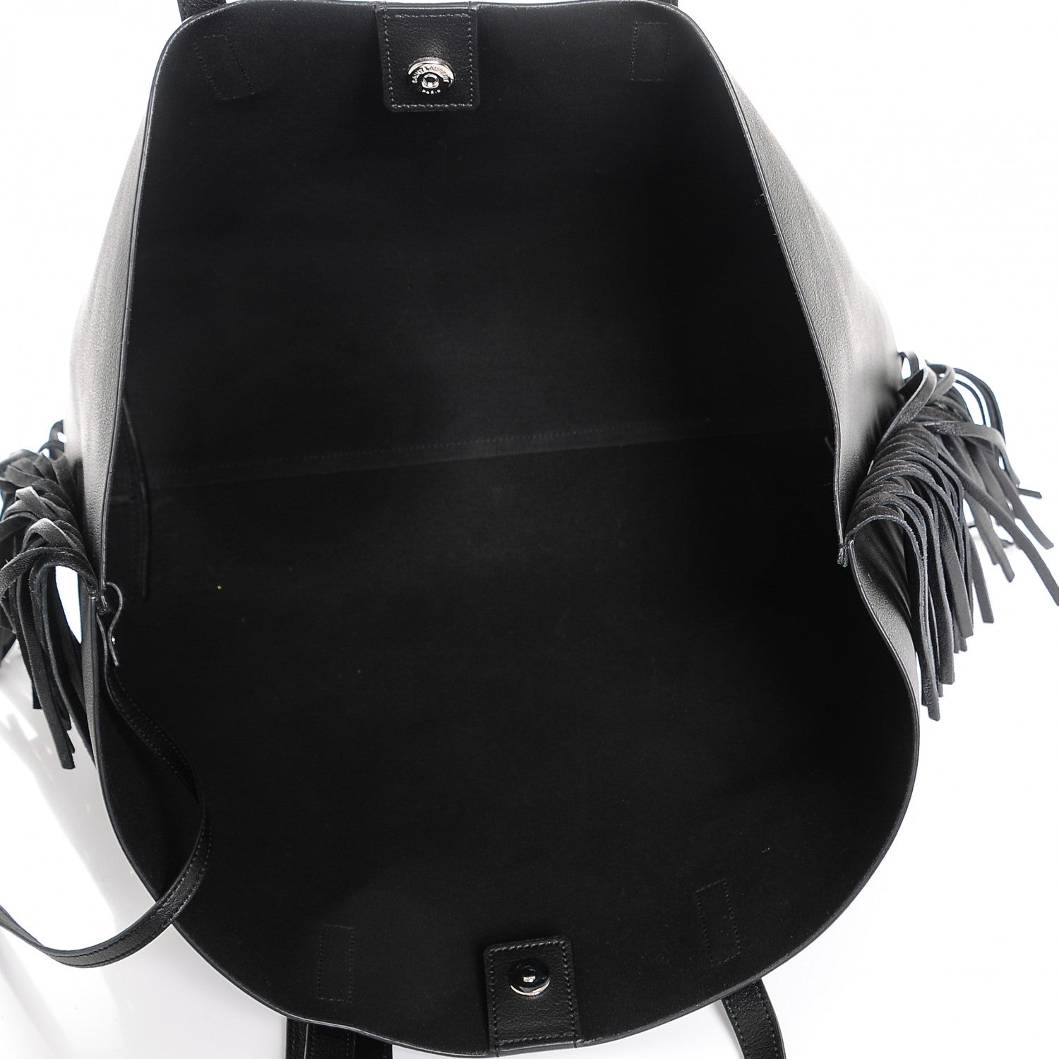 Saint Laurent Calfskin Large Fringe Shopping Tote Black 6 of 7