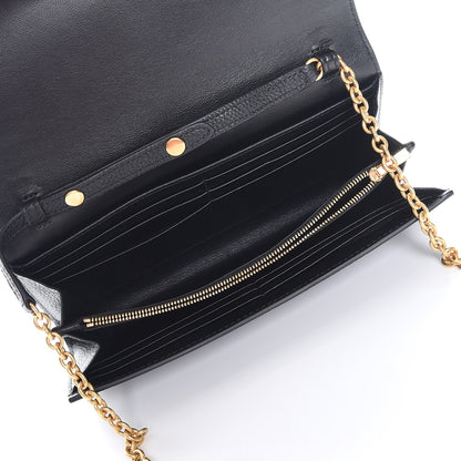 Mulberry Small Classic Grain Calfskin Continental Clutch Chain Wallet Black 5 of 7