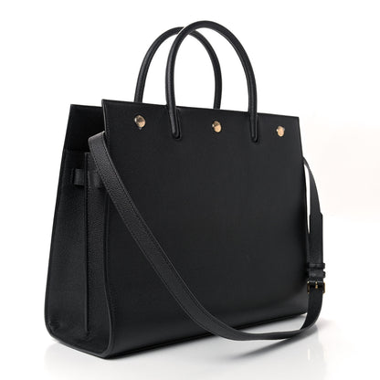 Burberry Grainy Calfskin Medium Title Bag Black 2 of 7