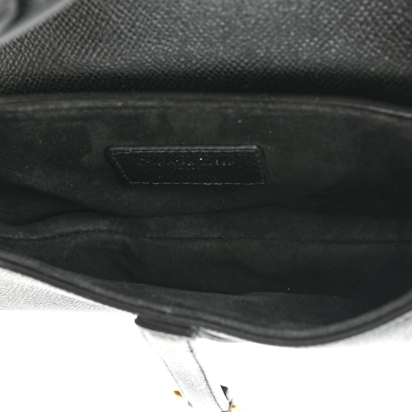 Grained Calfskin Mini Saddle Bag Black