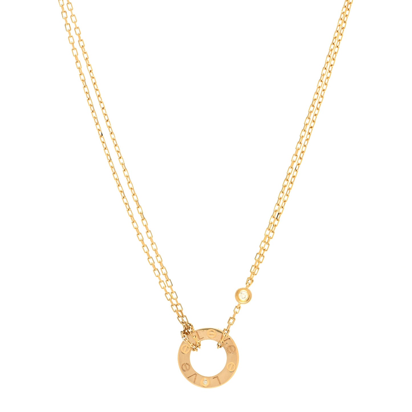 18K Yellow Gold 2 Diamond LOVE Necklace