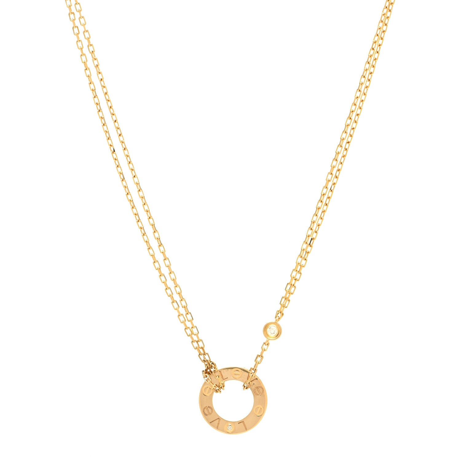 Cartier 18K Yellow Gold 2 Diamond LOVE Necklace 1 of 5