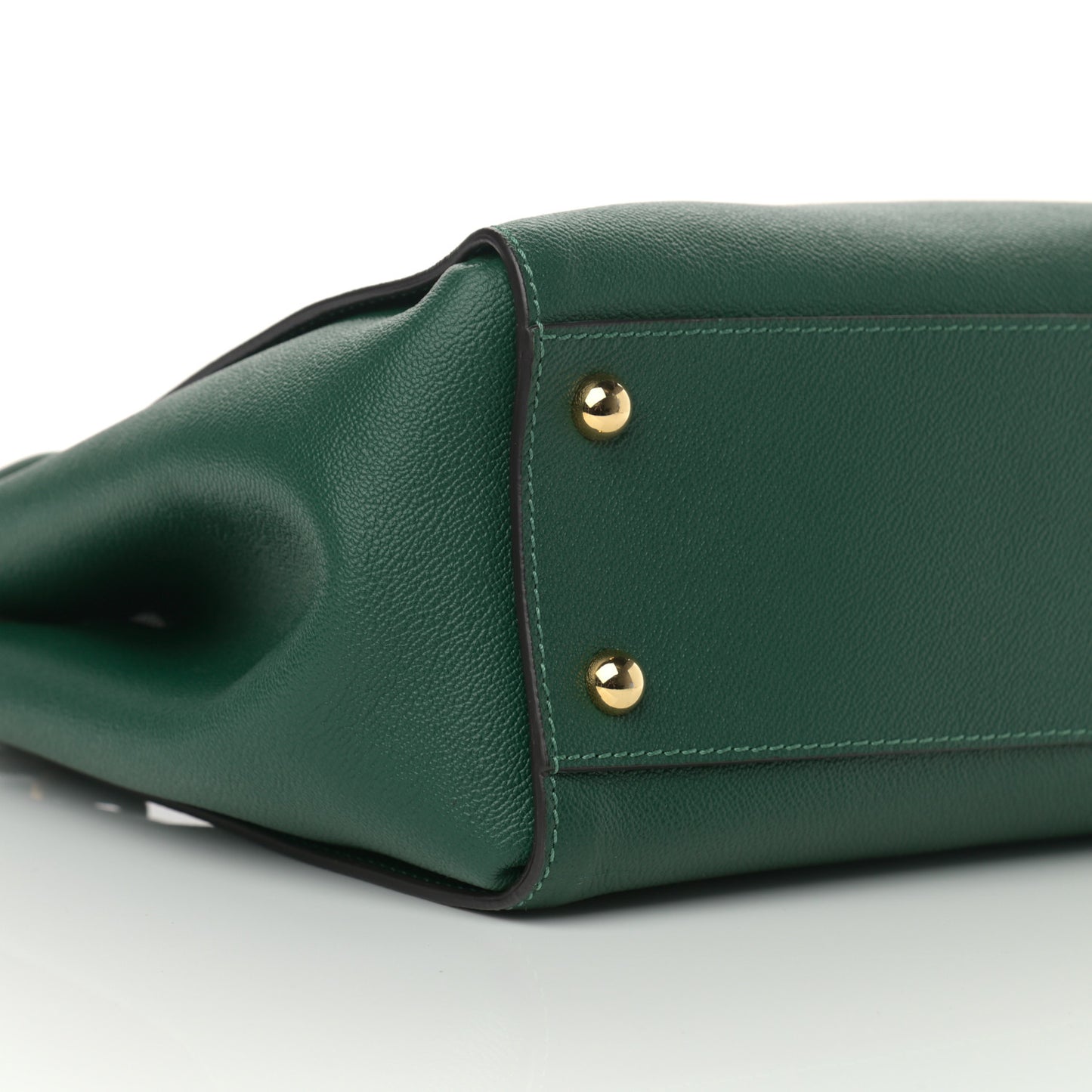 Soft Grain Calfskin Medium Buckle Tote Dark Green
