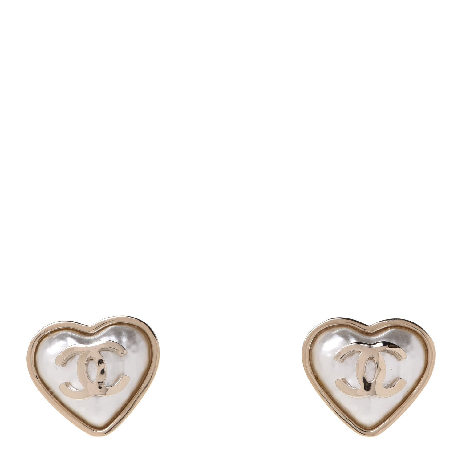 Chanel Pearl CC Heart Earrings Gold 1 of 5