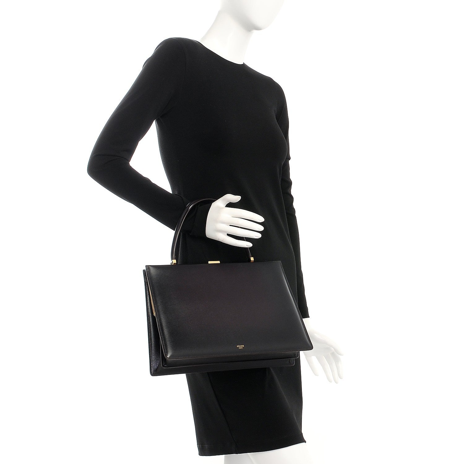 Celine Patina Box Calfskin Medium Clasp Bag Velvet 2 of 7