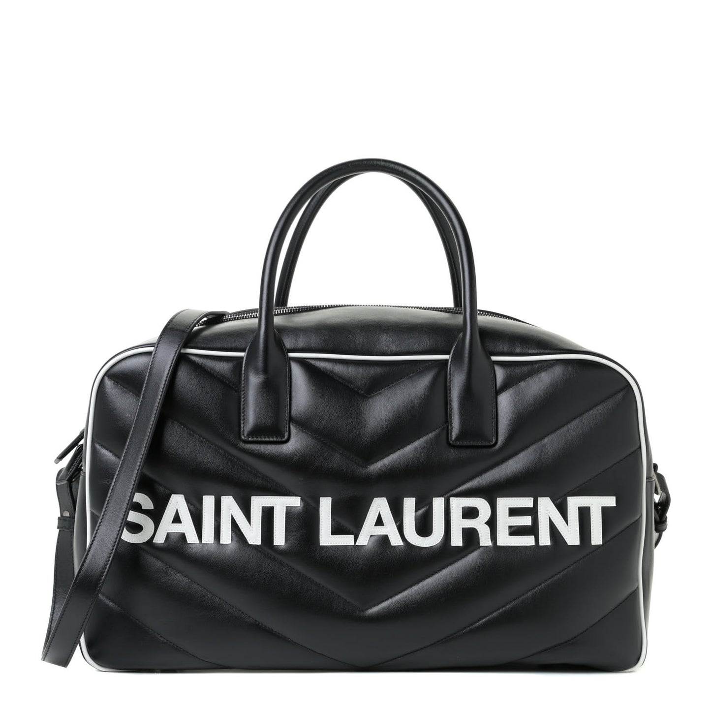 Calfskin Medium Miles Logo Bowler Duffel Bag Black