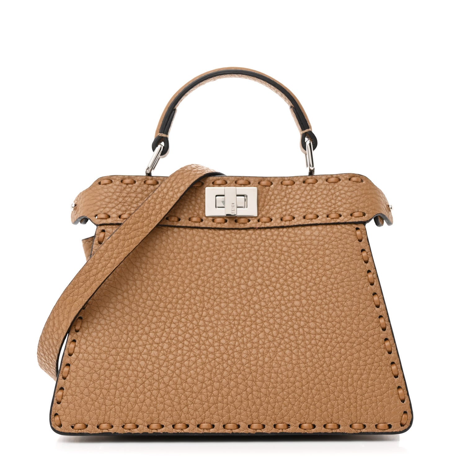Fendi Cuoio Romano Selleria Mini Peekaboo I SEE U Iconic Satchel Cammello 1 of 13