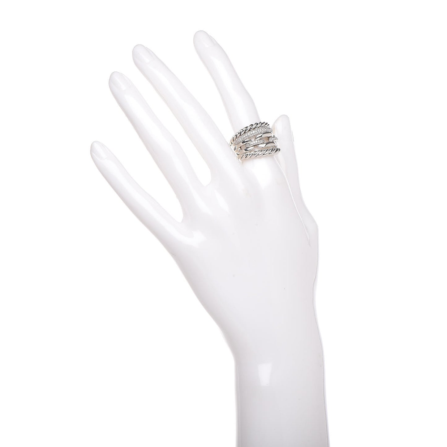 Sterling Silver Diamond Wellesley Four-Row Ring 50 5.5