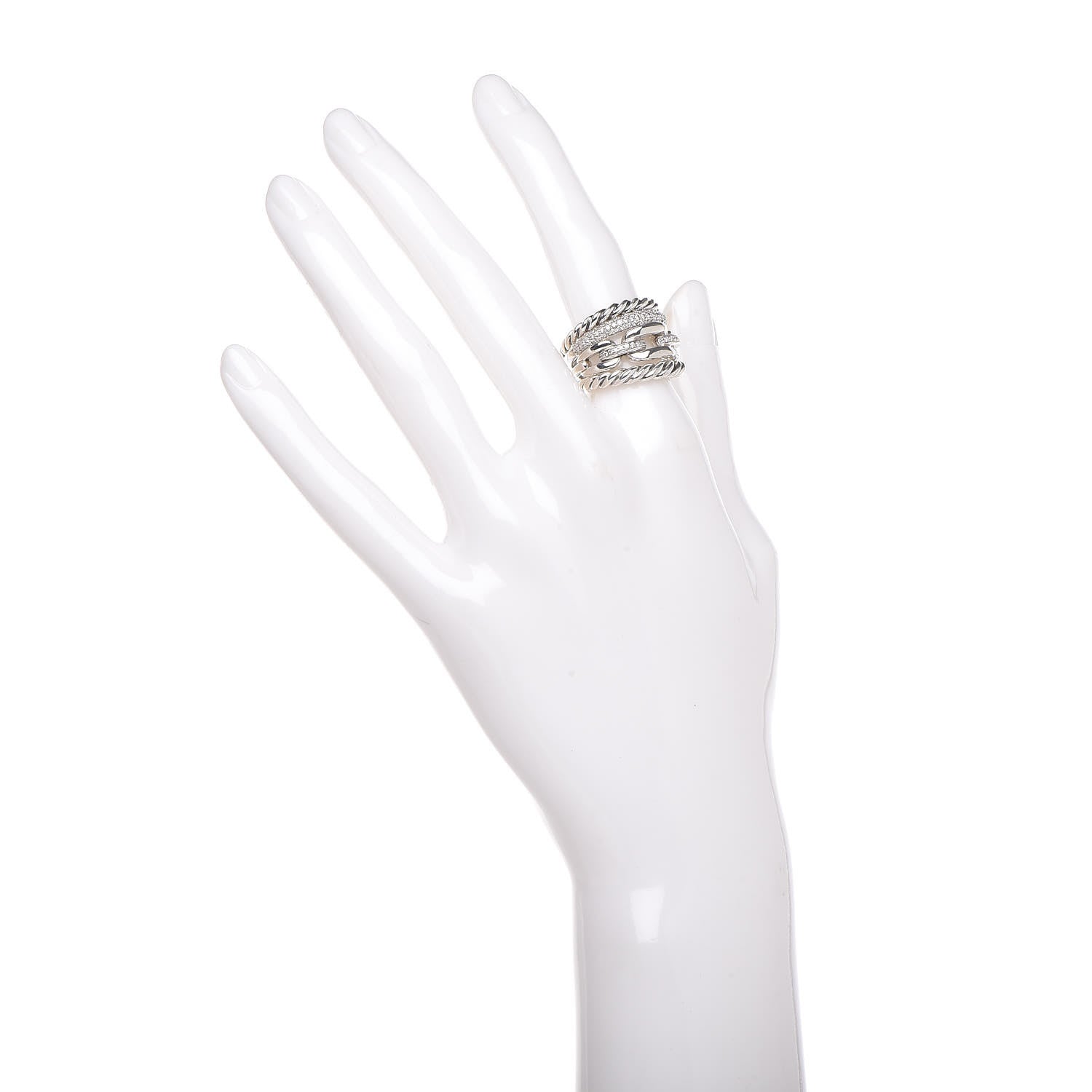 David Yurman Sterling Silver Diamond Wellesley Four-Row Ring 50 5.5 2 of 8