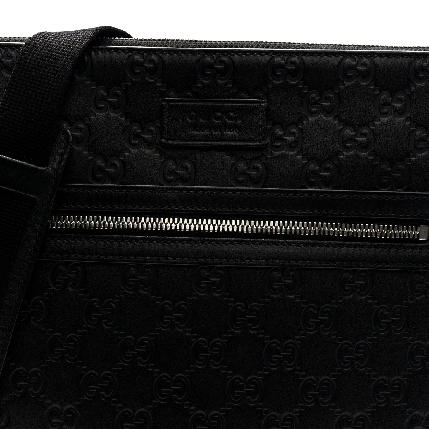 Guccissima Signature Medium Flat Messenger Bag Black