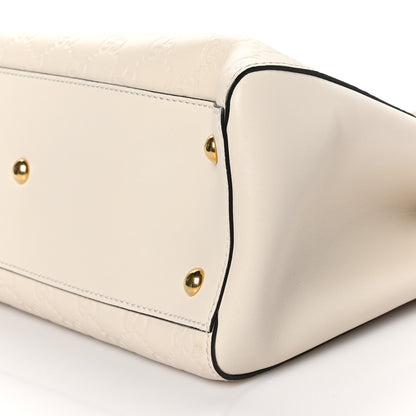 Gucci Guccissima Signature Medium Shoulder Tote Bag Mystic White 10 of 11