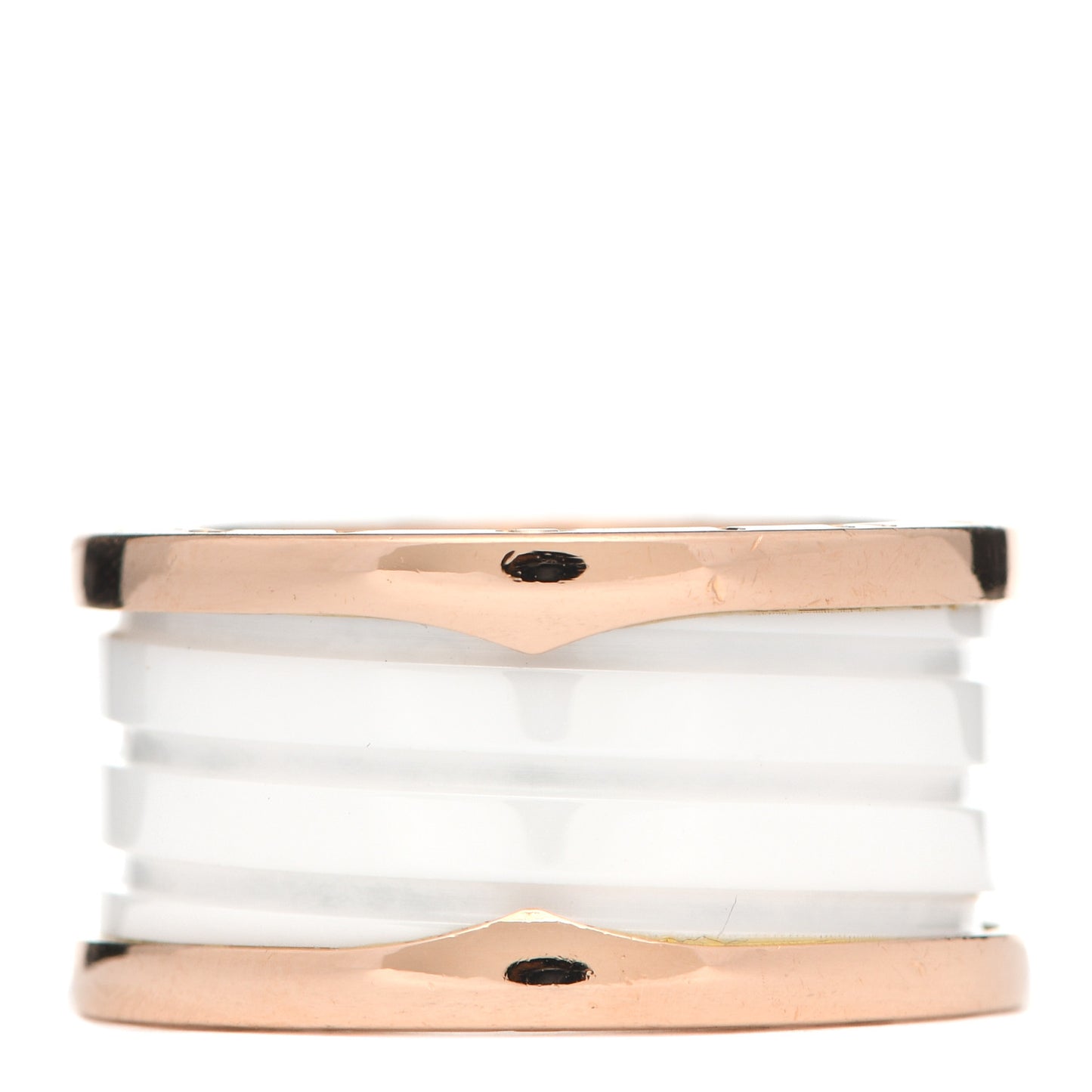 18K Rose Gold White Ceramic B.Zero1 Four-Band Ring 57 8