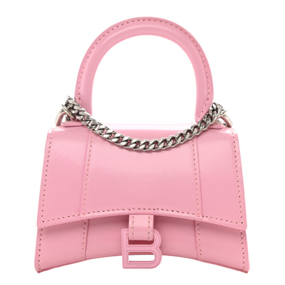 Balenciaga Shiny Box Calfskin Tonal B Hourglass Top Handle Bag Mini with Chain Candy Pink 1 of 8