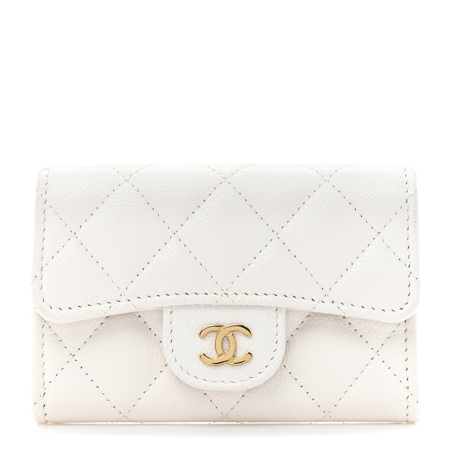 Chanel Caviar Quilted Flap Card Holder Wallet White 1 of 10