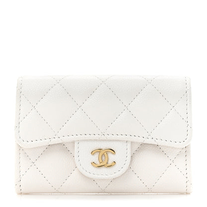Chanel Caviar Quilted Flap Card Holder Wallet White 1 of 10