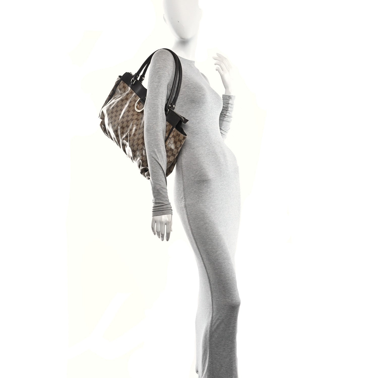 Gucci Crystal Monogram Large D Gold Ring Tote Dark Brown 2 of 11
