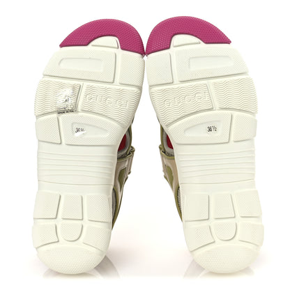 Gucci Mesh Fabric Tinsel Sport Sandals 36.5 Loess Sand Box Pink 7 of 10