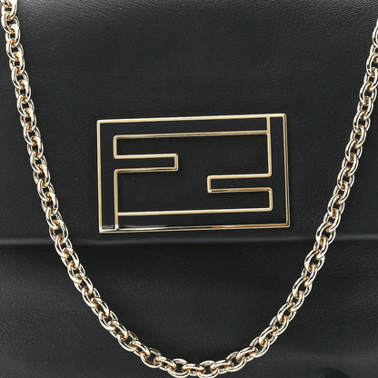 Fendi Vitello Flamingo Enamel Fendista Pouchette Crossbody Black 8 of 11