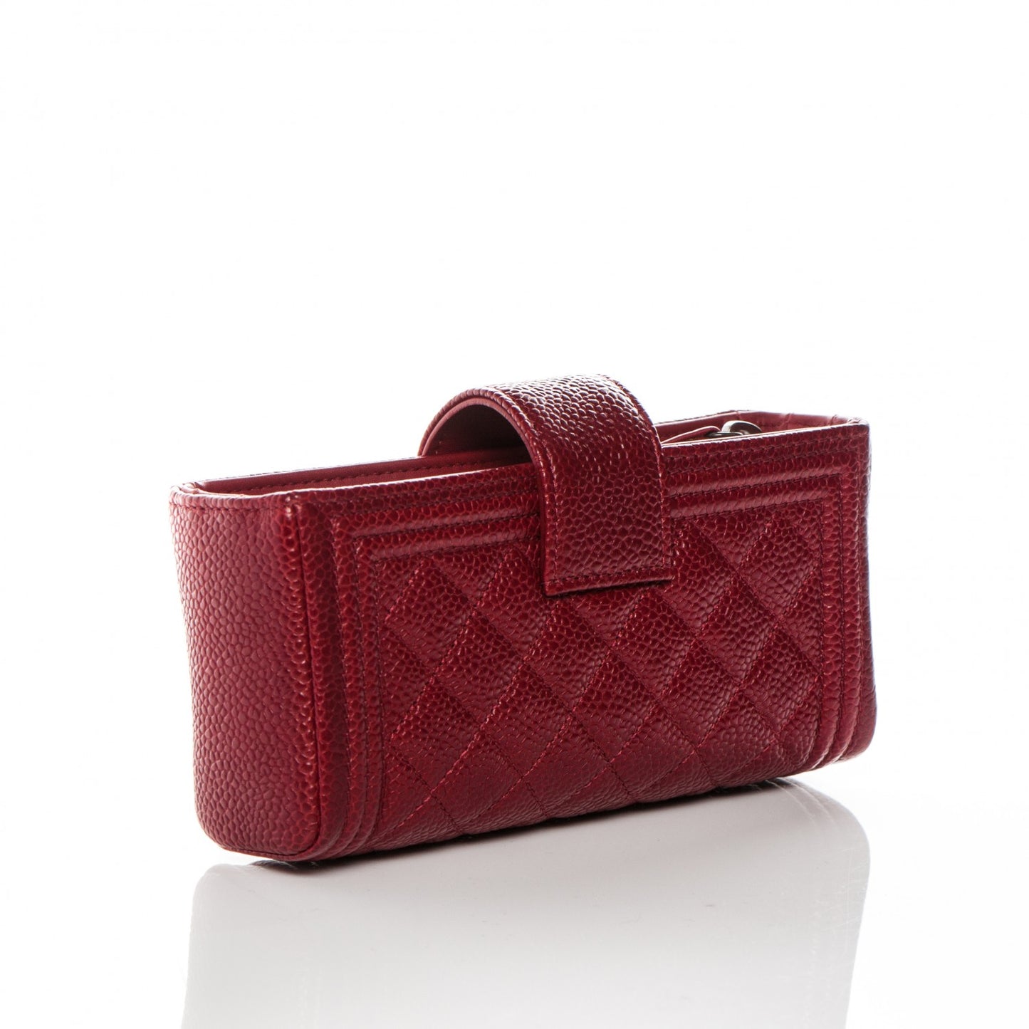 Caviar Quilted Mini Boy Phone Holder Clutch Dark Red