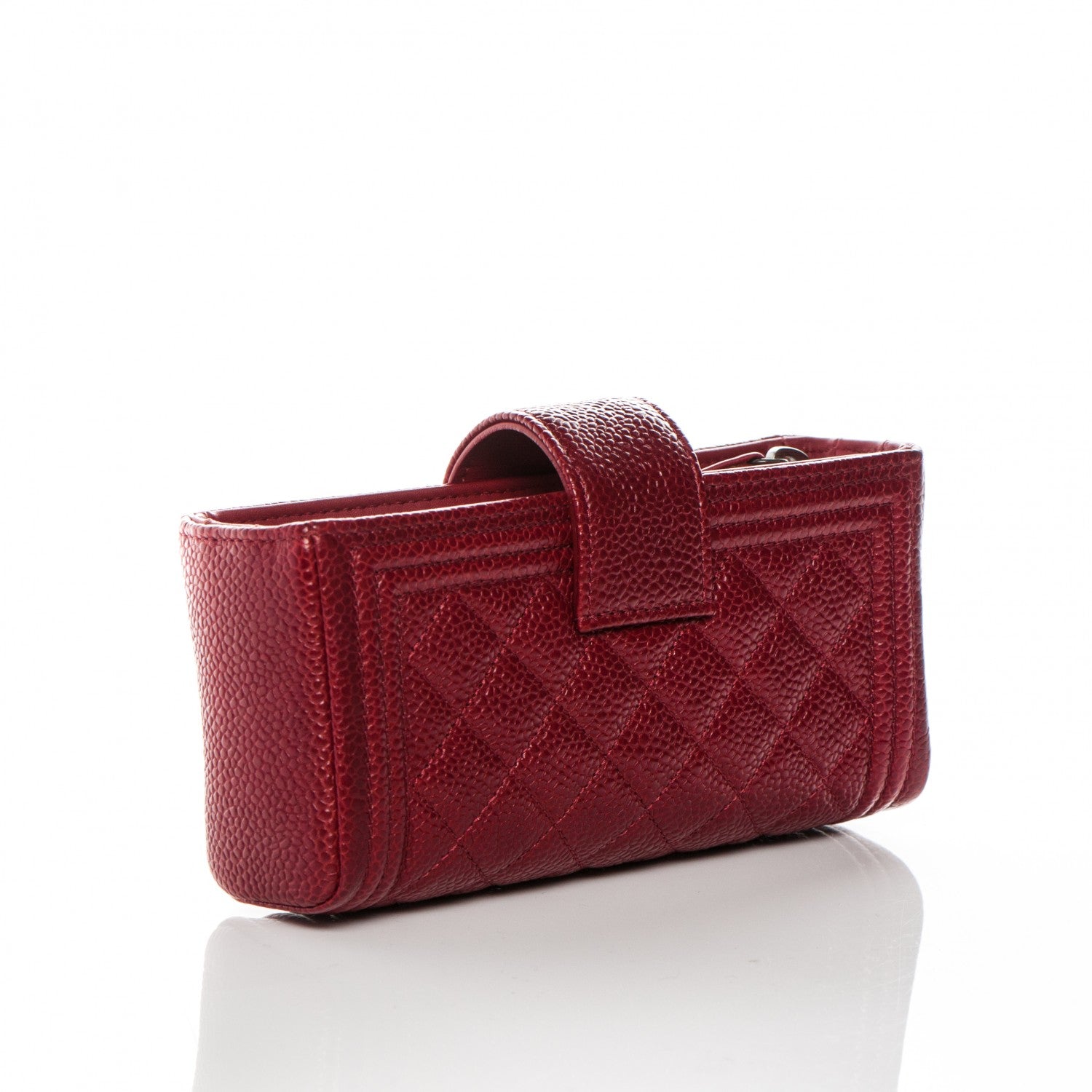 Chanel Caviar Quilted Mini Boy Phone Holder Clutch Dark Red 3 of 8