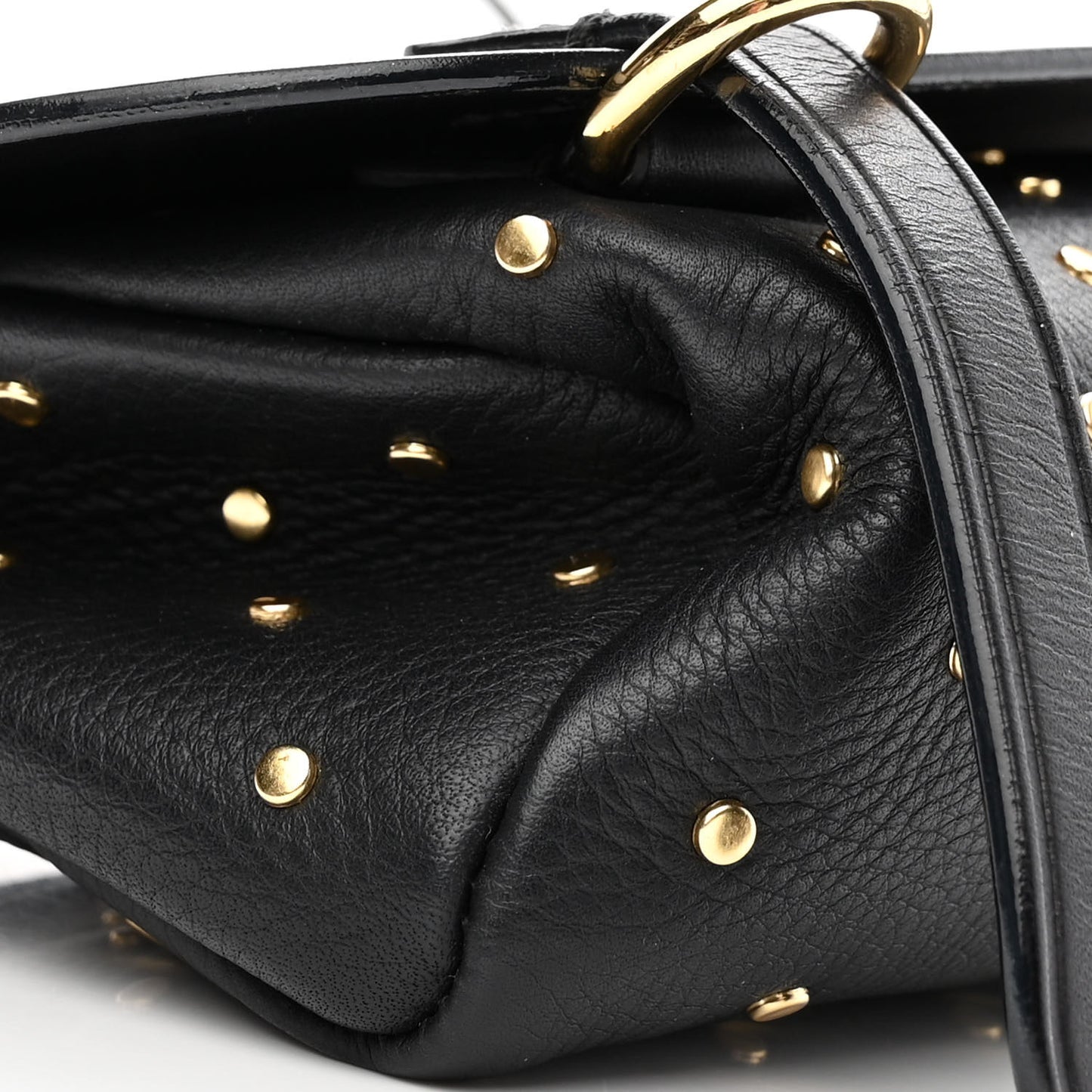 Soft Grain Calfskin Studded Baby Bridle Saddle Bag Black