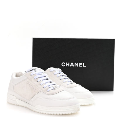 Chanel Calfskin Suede Coco Mark Logo Womens Sneakers 37.5 White 9 of 9