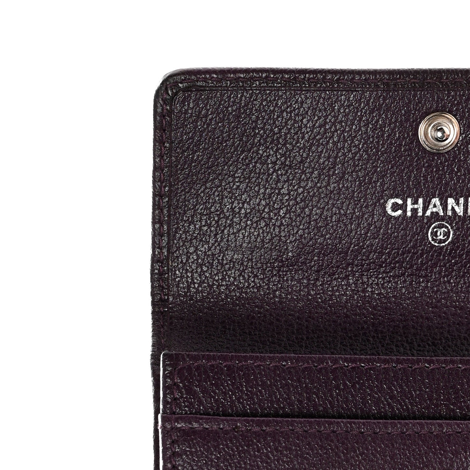 Chanel Goatskin Embossed Camellia Flap Card Holder Purple 12 of 13