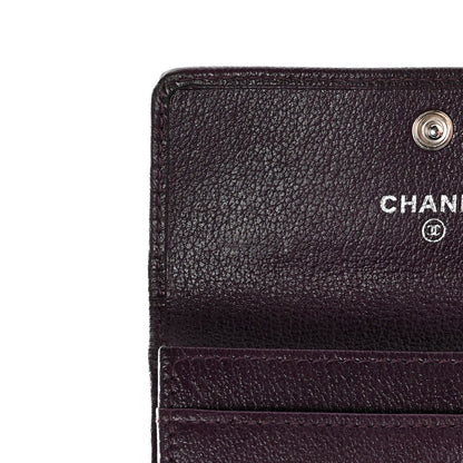 Chanel Goatskin Embossed Camellia Flap Card Holder Purple 12 of 13