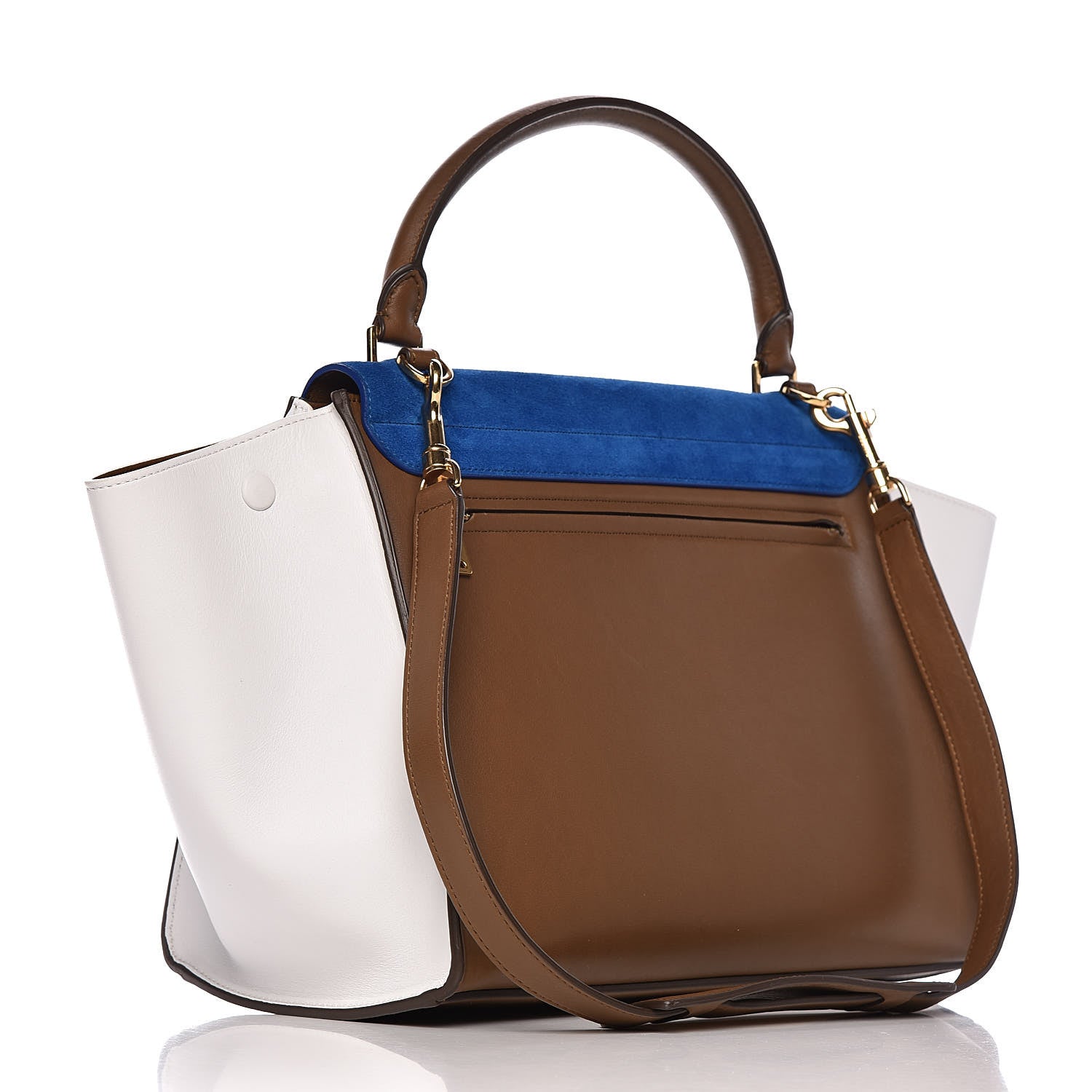 Celine Smooth Calfskin Suede Medium Tri-Color Trapeze Bright Blue 4 of 15