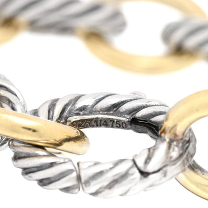 David Yurman Sterling Silver 18K Yellow Gold 12mm Medium Oval Link Bracelet 3 of 3