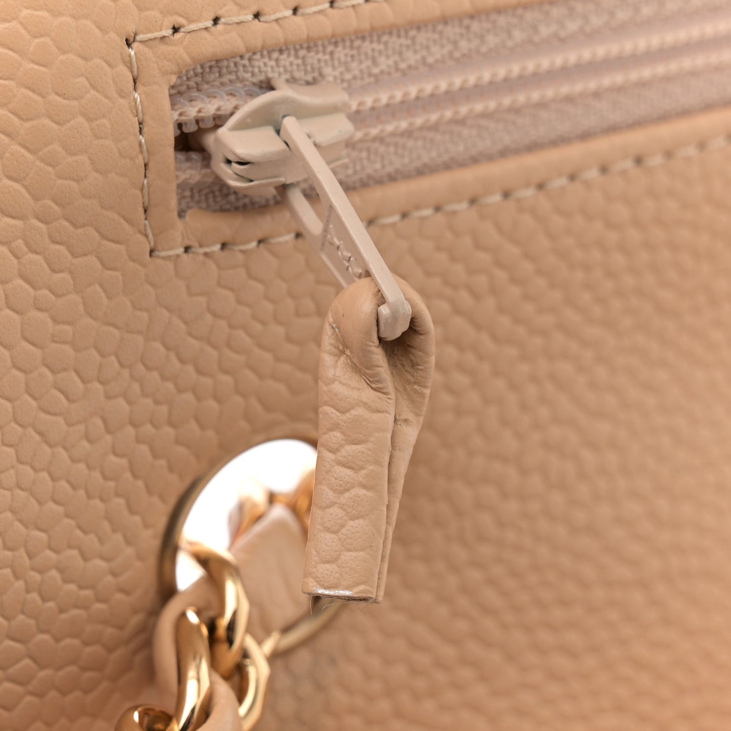 Caviar Quilted Medium Double Flap Beige
