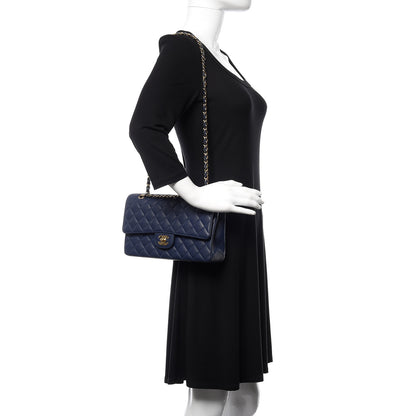 Chanel Caviar Quilted Medium Double Flap Dark Blue 2 of 10