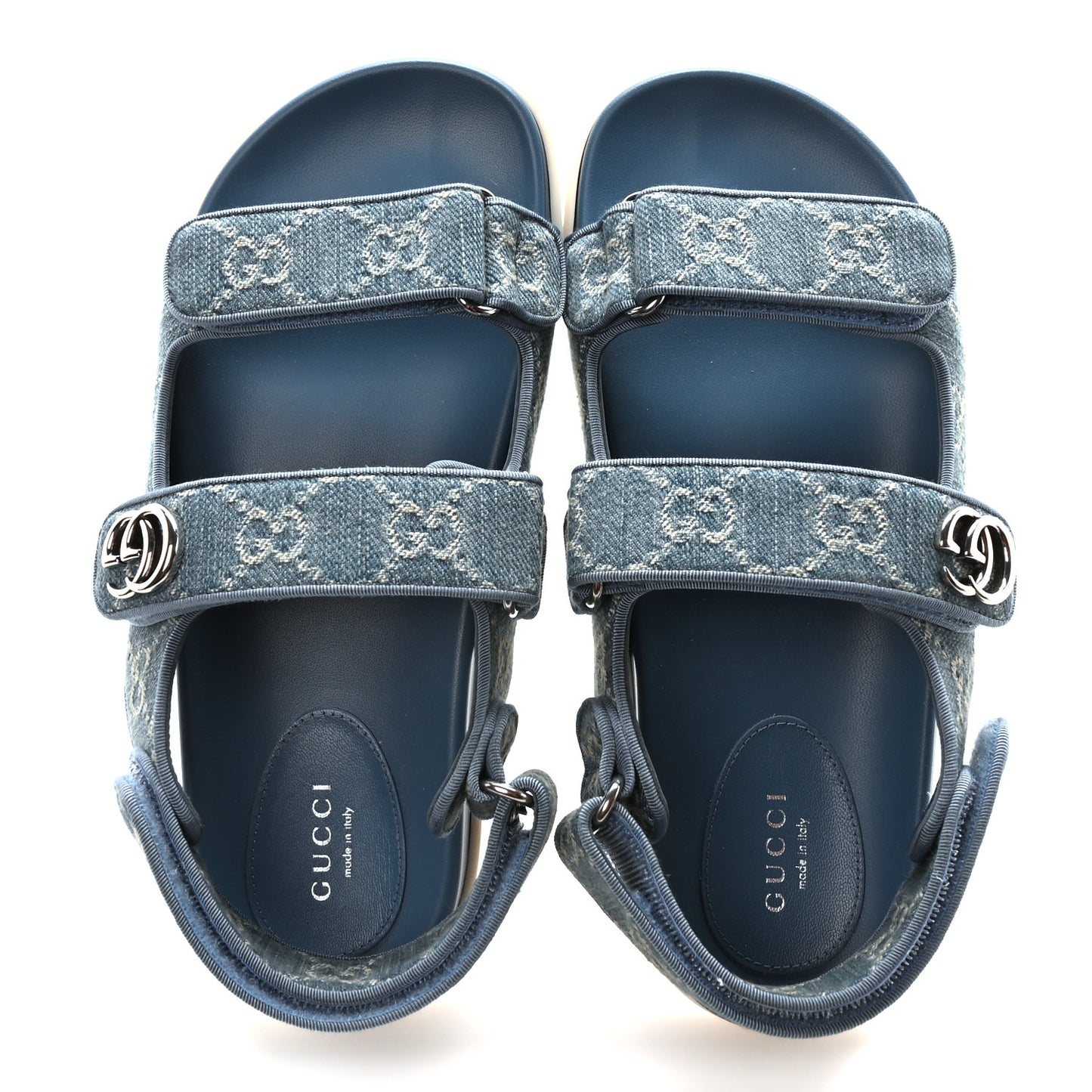 New Denim Delave GG Monogram Womens Dad Sandals 38 Light Blue Avion