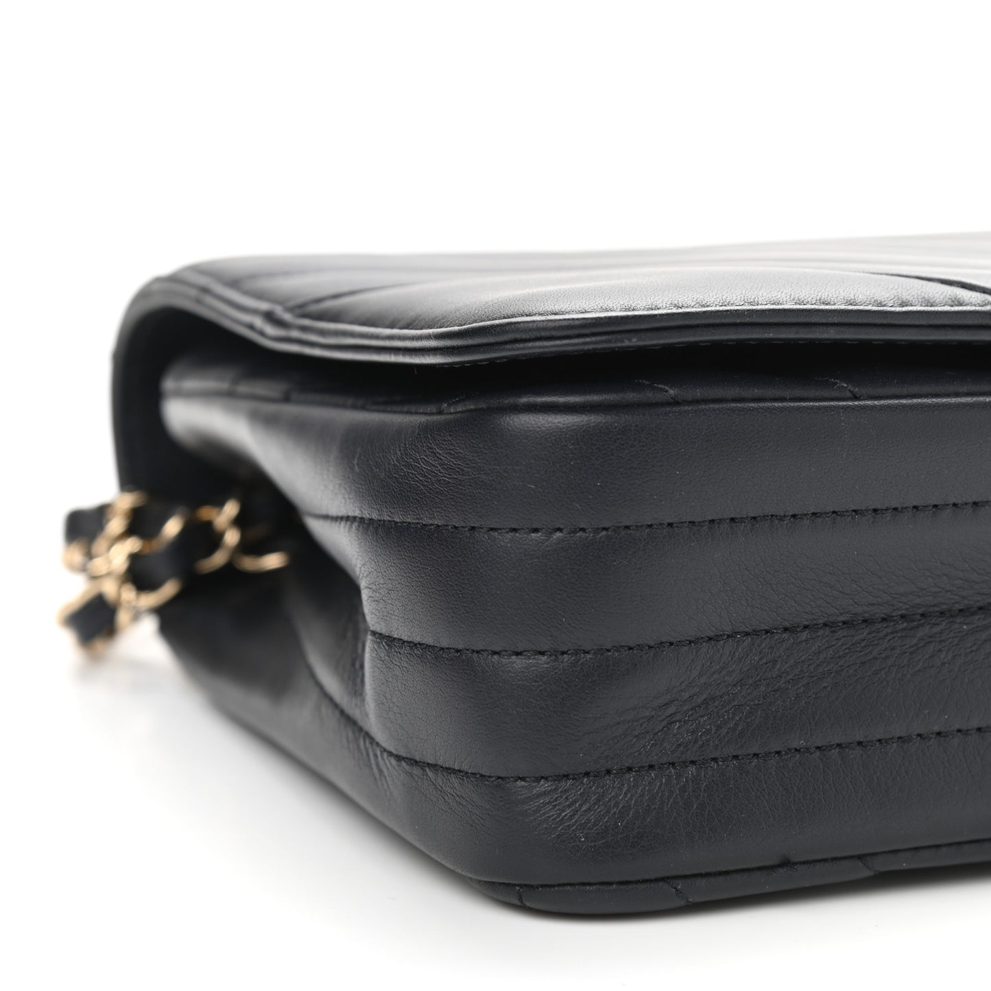 Calfskin Chevron Quilted Medium Statement Flap Navy Blue