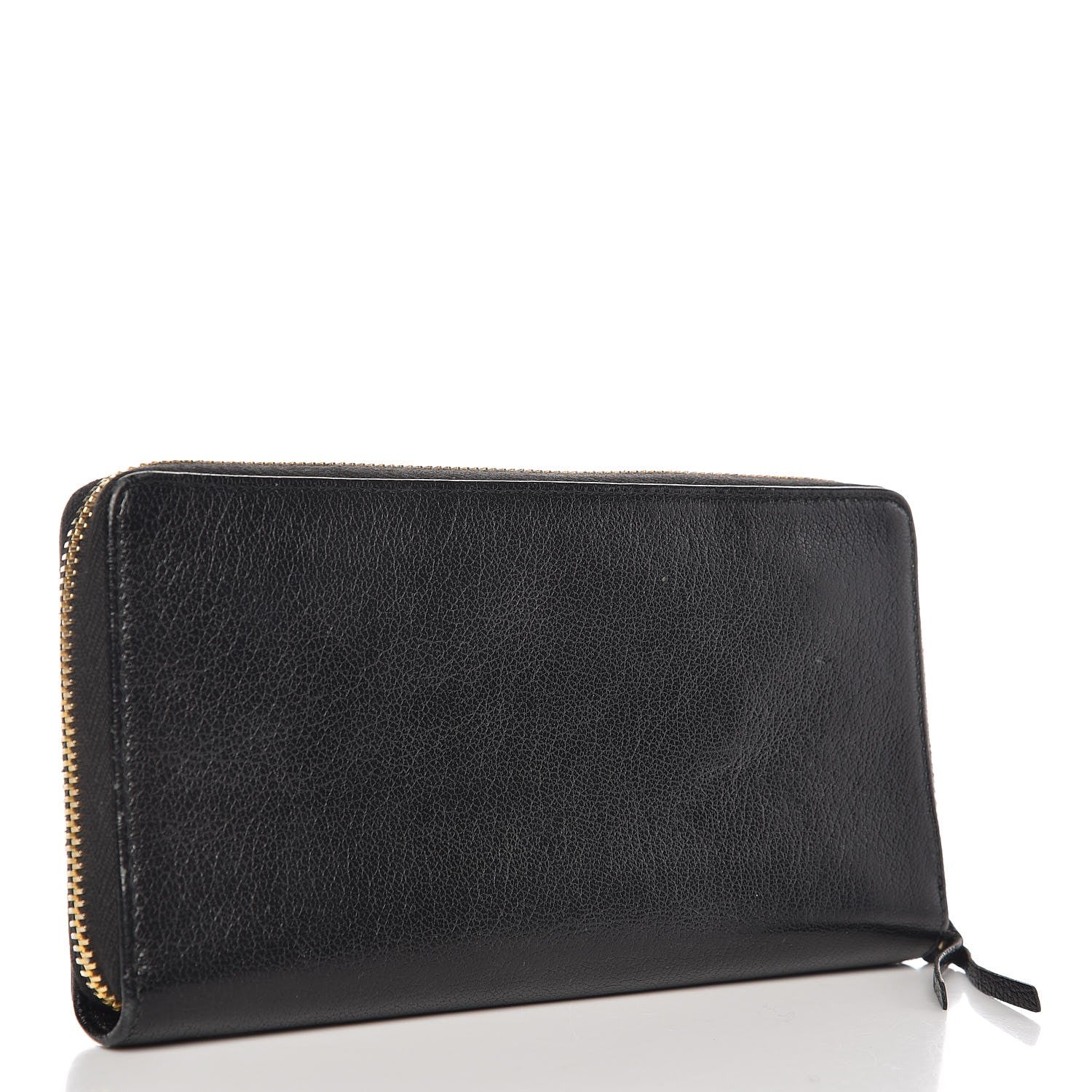 Balenciaga Chevre Gold Metallic Edge Hardware Zip Around Wallet Black 3 of 10
