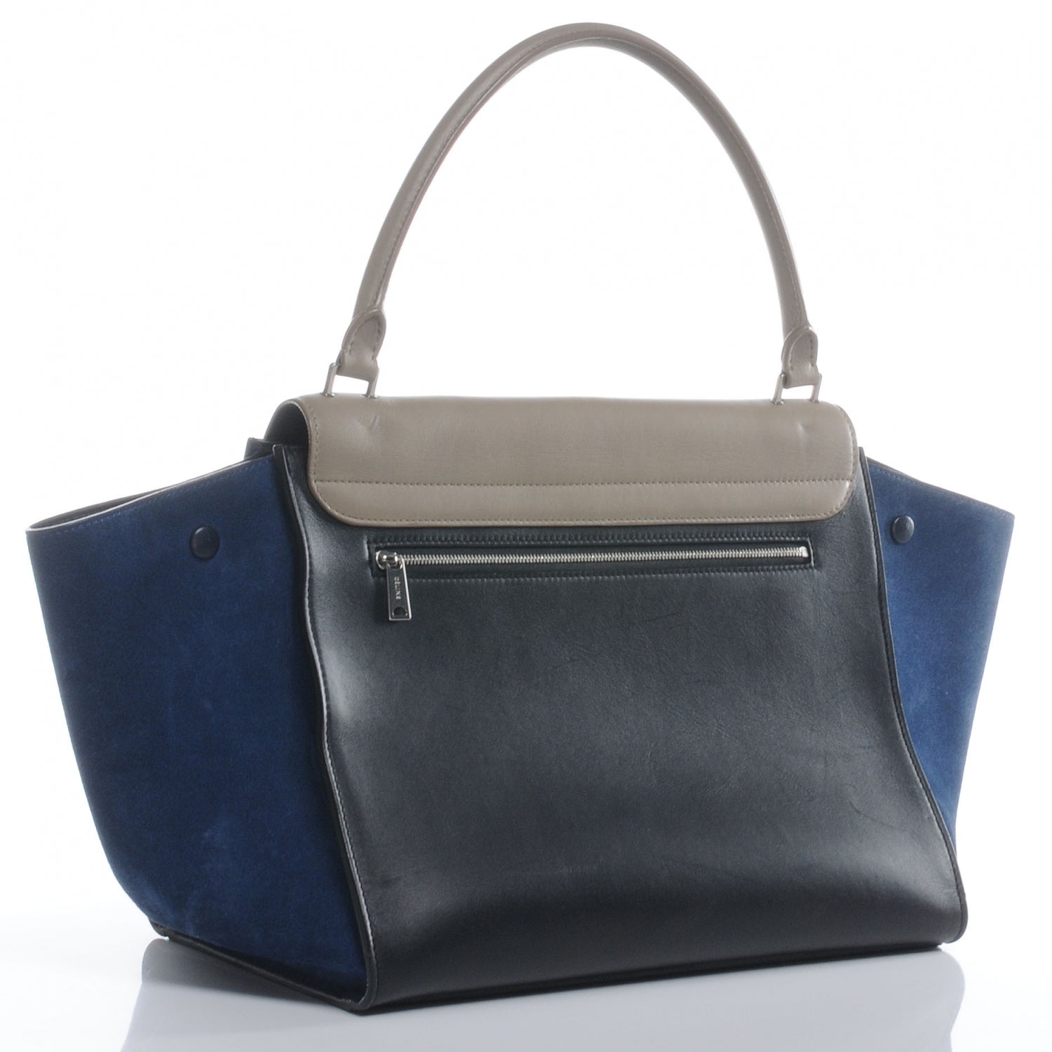 Celine Calfskin and Suede Large Tri-Color Trapeze Royal Blue 3 of 7